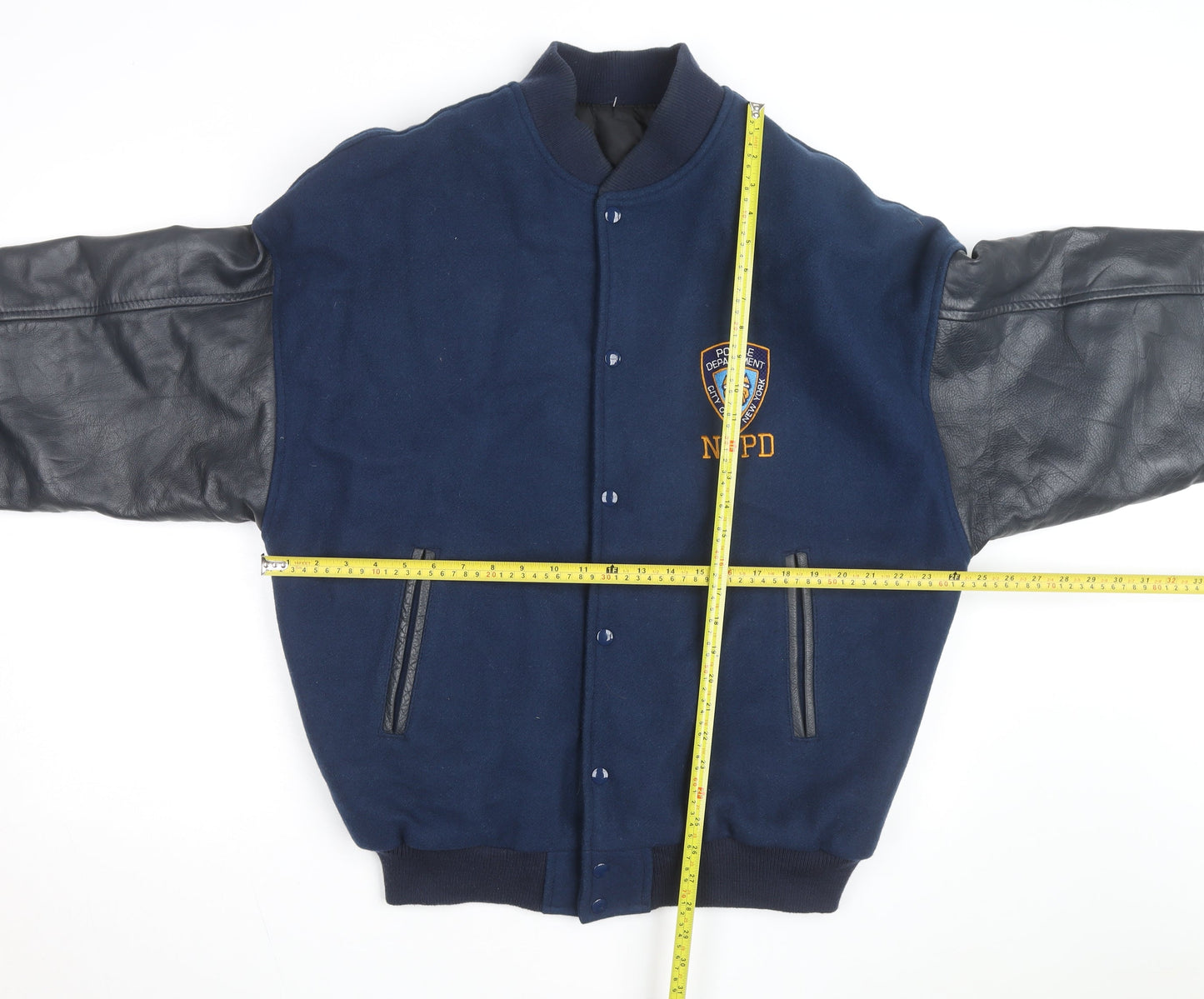 Canada Sportswear Men's Blue Wool Leather NYPD Varsity Jacket XL