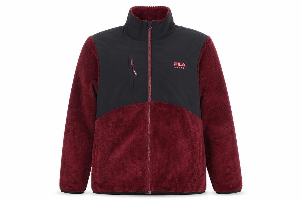 Fila Sport Men's Red Faux Fur Fleece Full Zip Active Jacket L