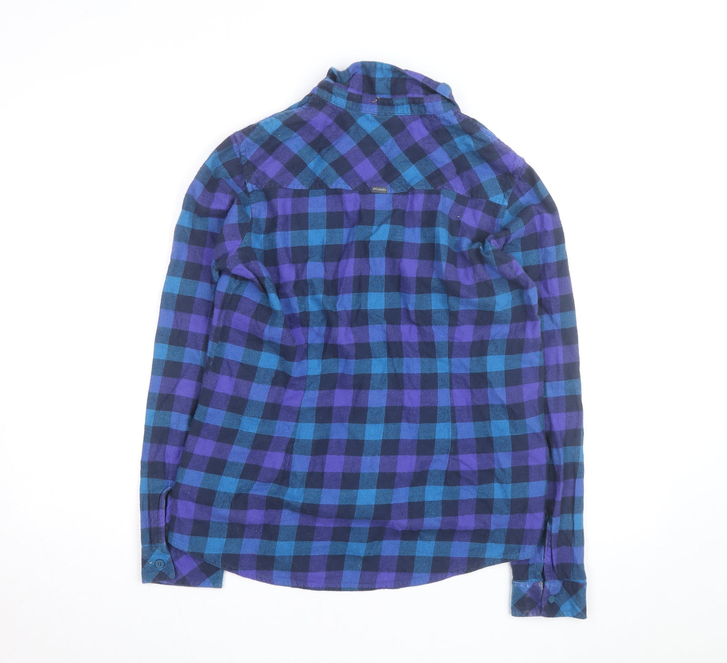 Columbia Men's Blue & Purple Check Flannel Long Sleeve Button-Up Shirt - Size M