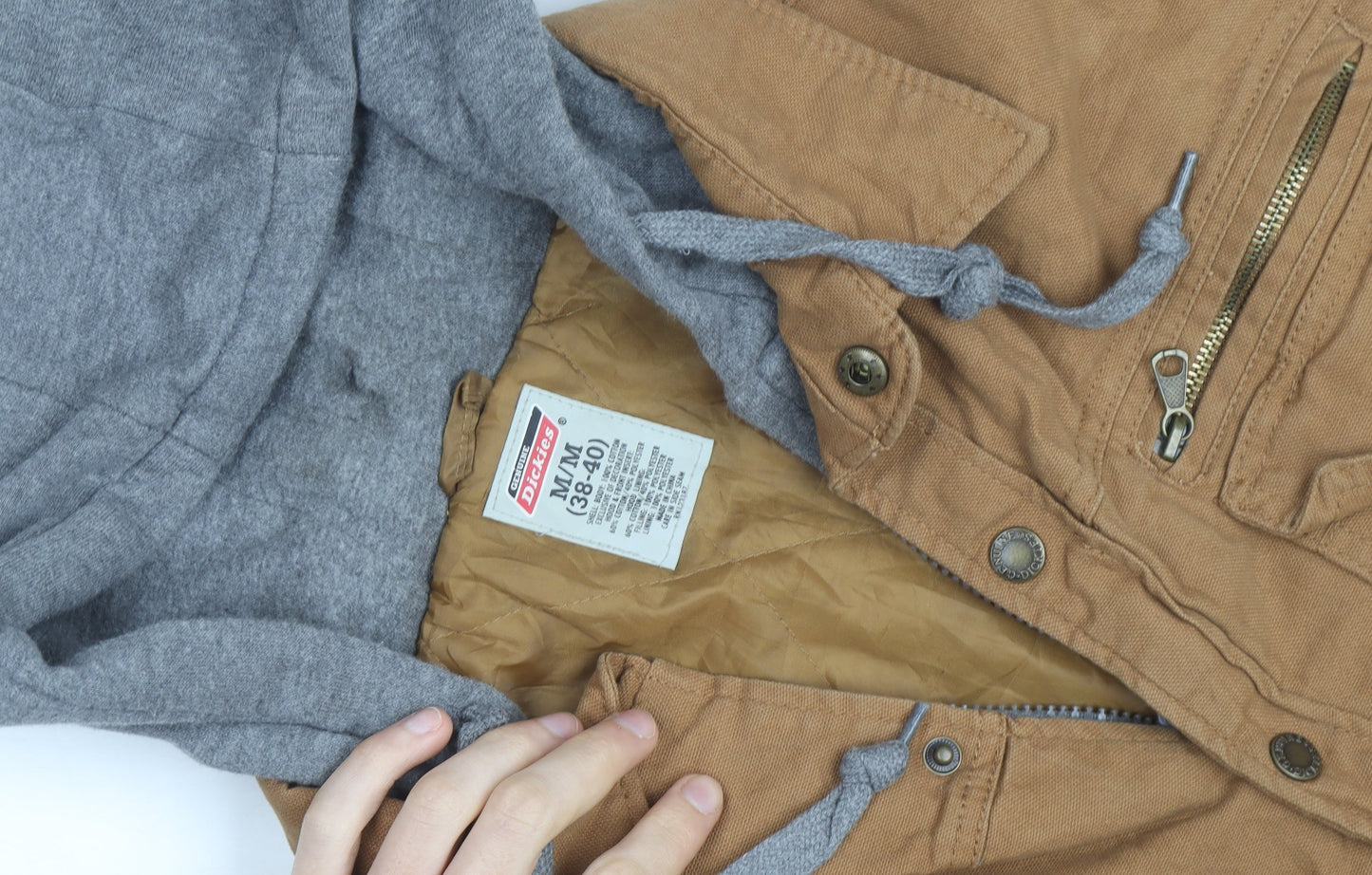 Dickies Men's Brown Hooded Workwear Jacket Size M 38in Cotton Blend