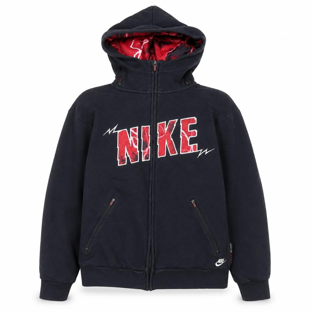 Nike Men's Black Full Zip Hoodie M Red Lined Sportswear