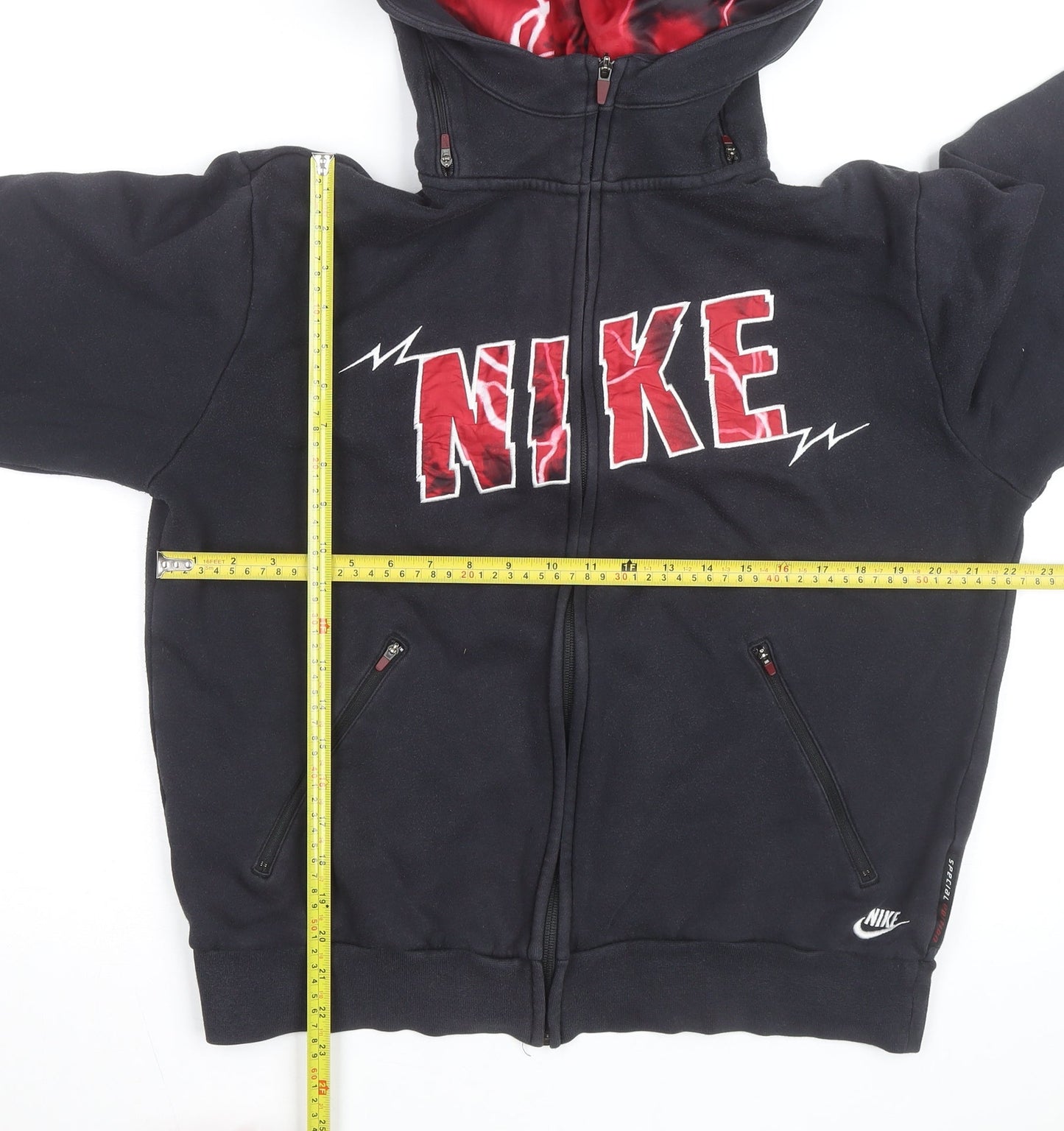 Nike Men's Black Full Zip Hoodie M Red Lined Sportswear