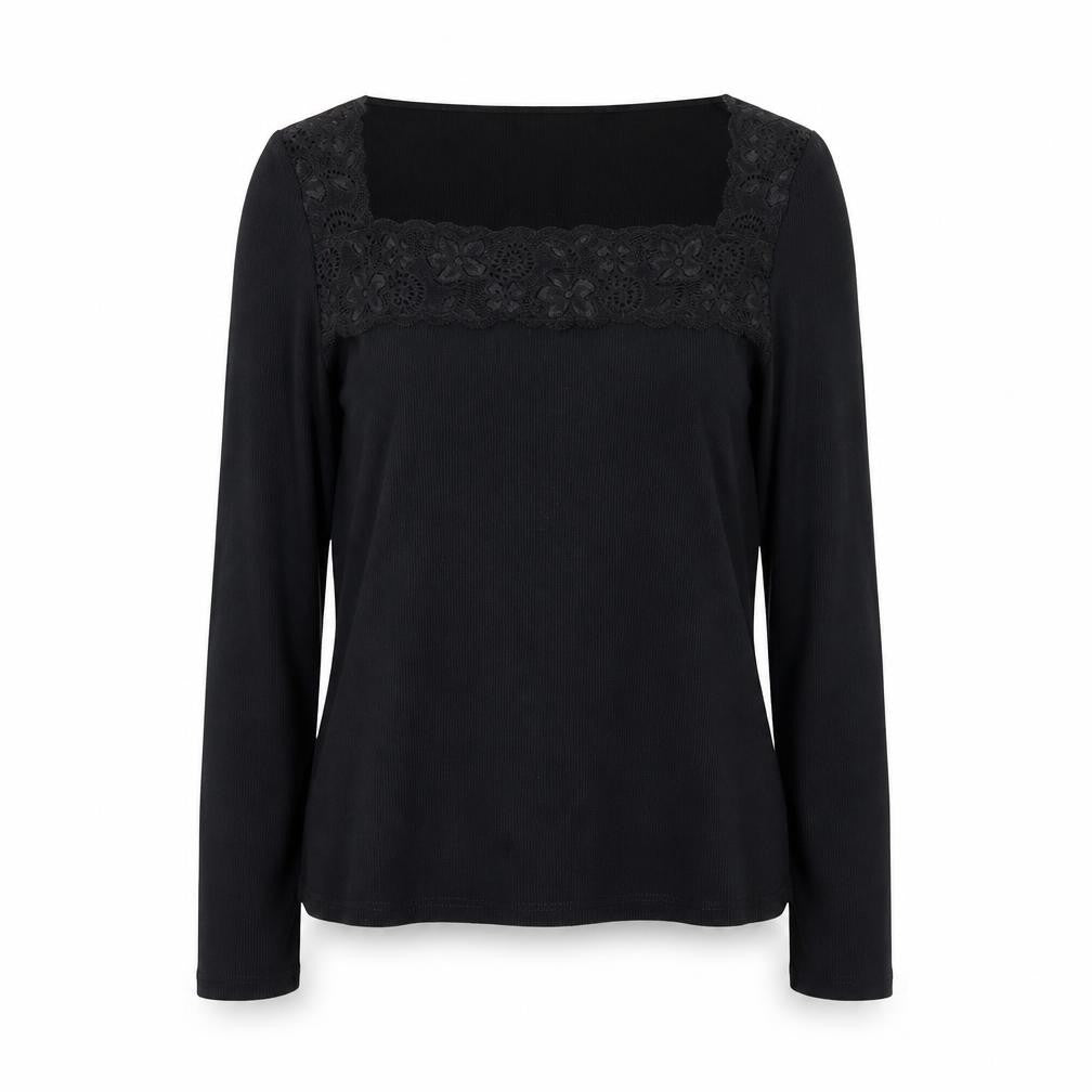 Marks & Spencer Women’s Black Lace Trim Long Sleeve Blouse UK 16