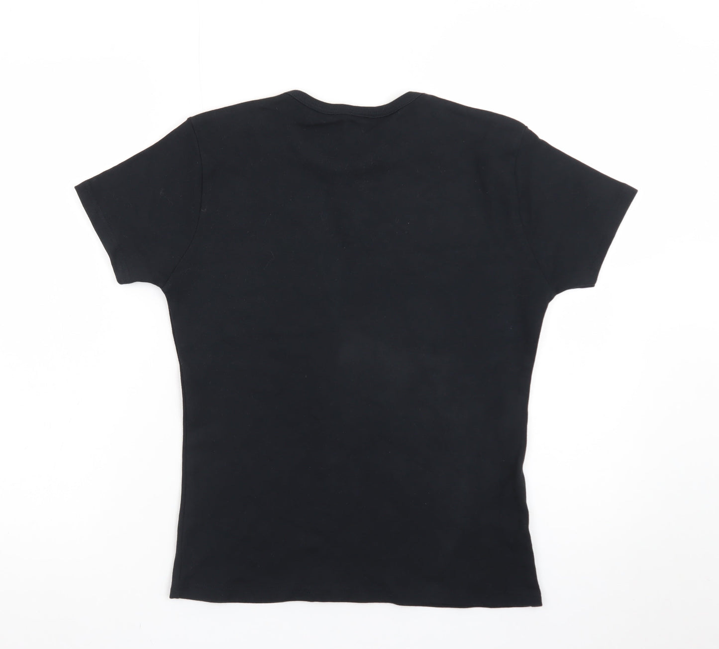 Manchester United Women's Black Rhinestone Logo L Cotton T-Shirt