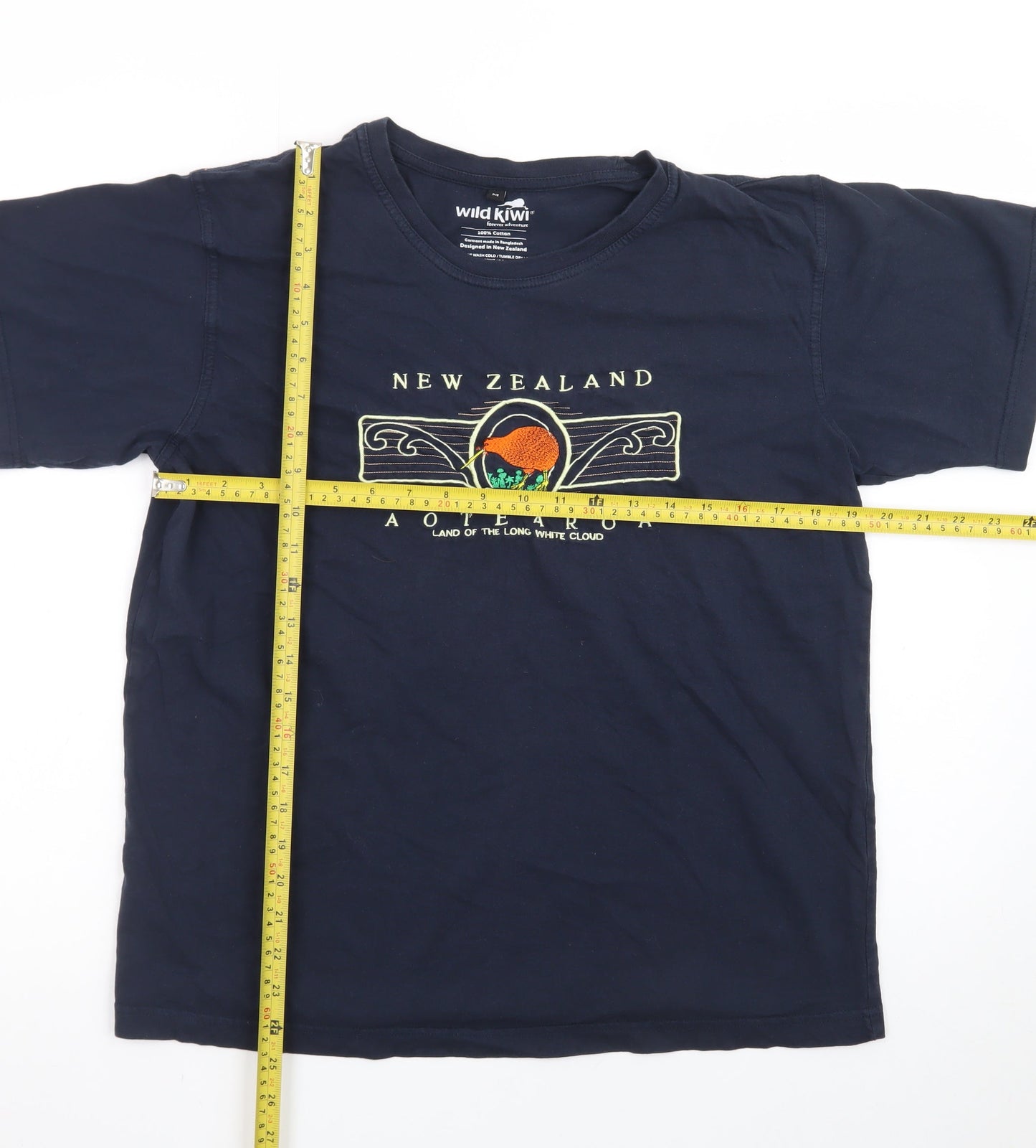 Wild Kiwi Men's Navy New Zealand Graphic Cotton T-Shirt M