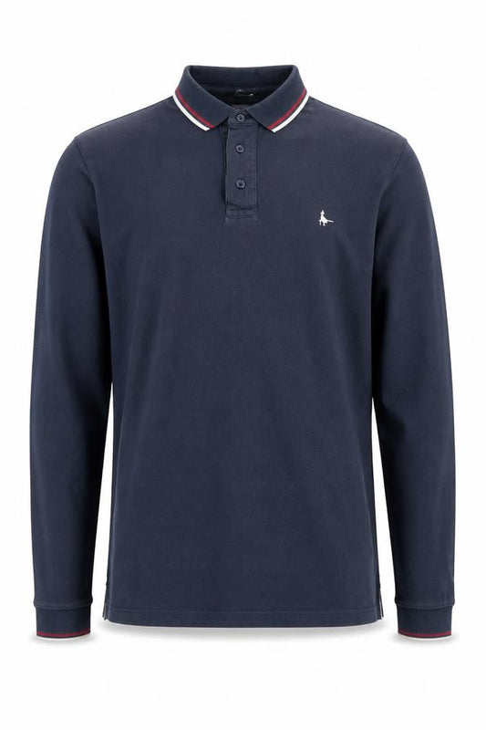 Jack Wills Men's Navy Long Sleeve Polo T-Shirt Size M Cotton Classic Fit