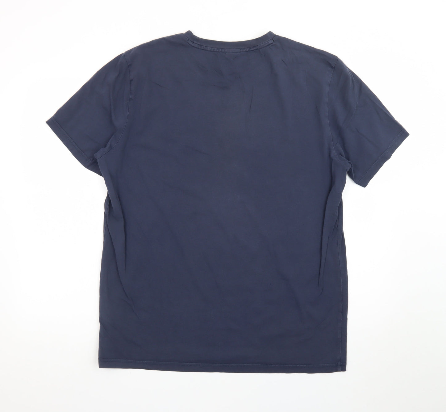 BOSS Men's Blue XL Crew Neck Cotton Logo T-Shirt