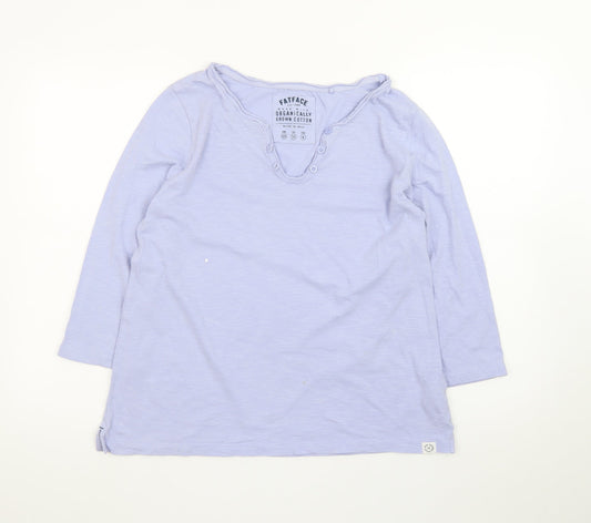 FatFace Womens Purple Henley 3/4 Sleeve Cotton T-Shirt Size 12