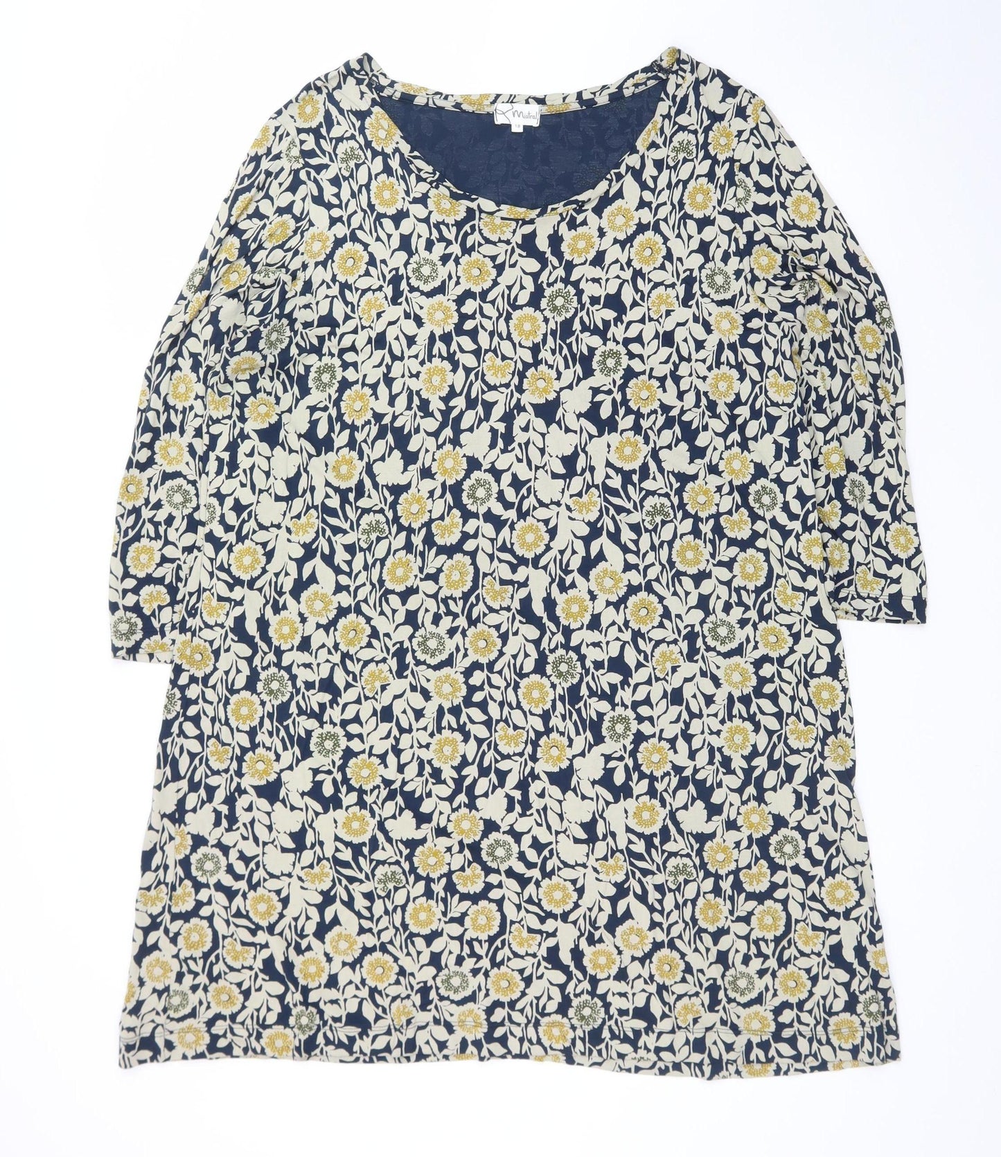Mistral Womens Blue Floral Cotton Knee Length Shift Dress Size 18