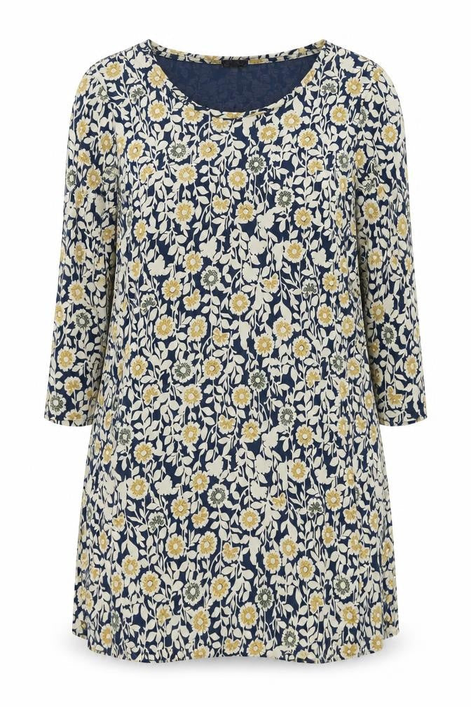 Mistral Womens Blue Floral Cotton Knee Length Shift Dress Size 18