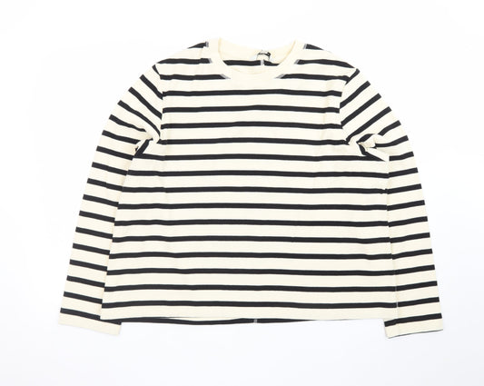 Marks and Spencer Women’s Black Striped Long Sleeve Cotton T-Shirt Size 18