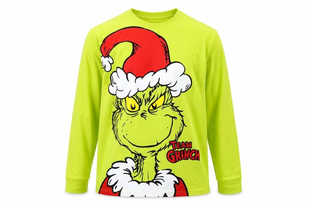 The Grinch Men's Green Long Sleeve Christmas Graphic T-Shirt Size L