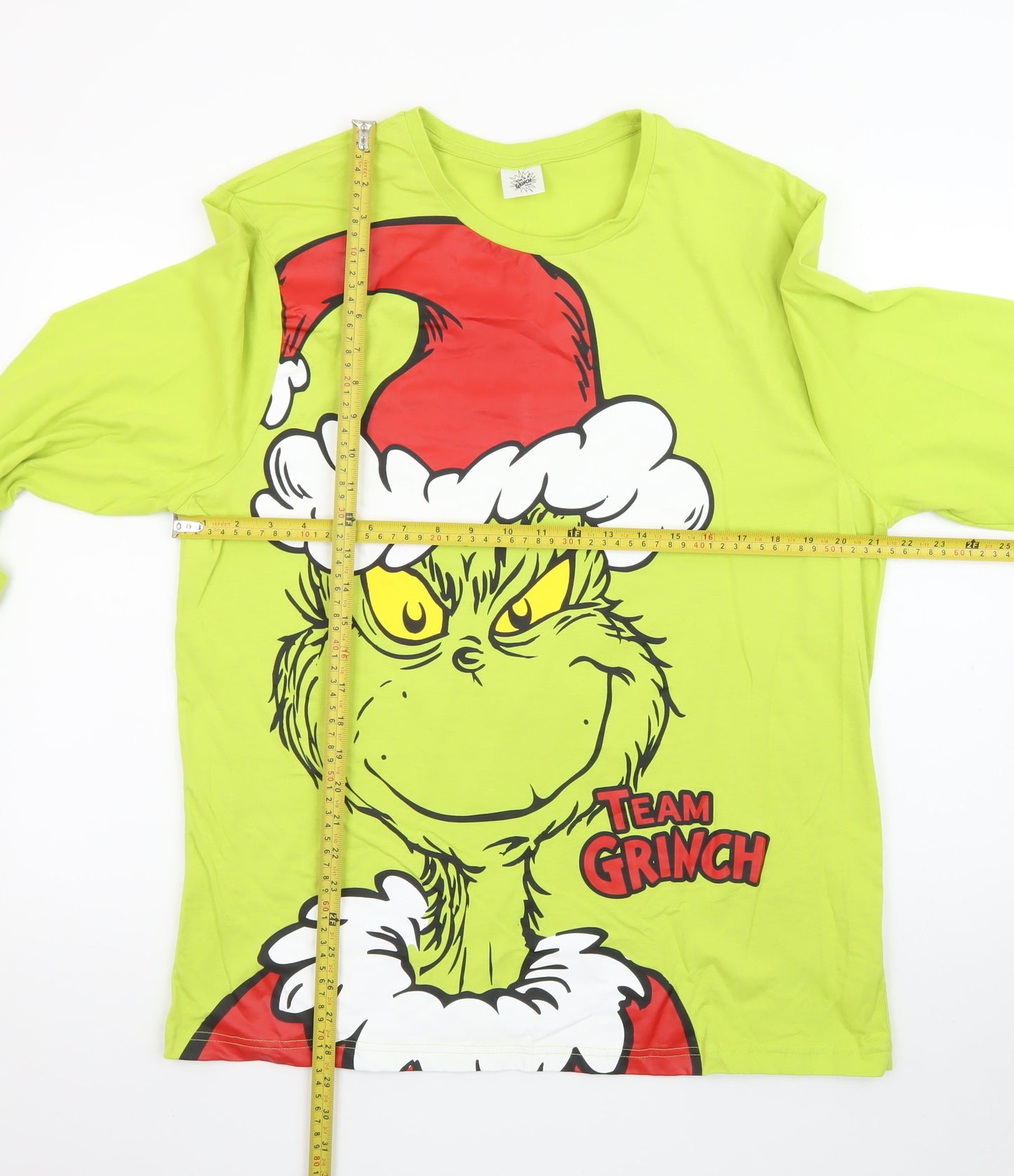 The Grinch Men's Green Long Sleeve Christmas Graphic T-Shirt Size L