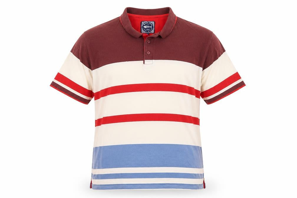 Weird Fish Men's Multicoloured 2XL Striped Cotton Polo Shirt