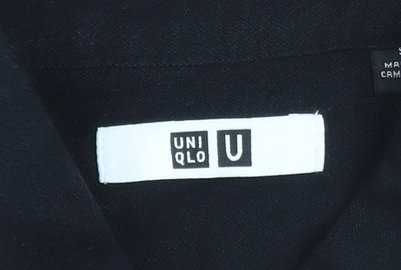 Uniqlo Women Black Lyocell Belted Long Sleeve Shirt Dress S