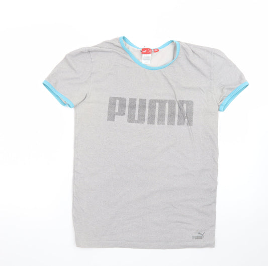 Puma Men's Grey Short Sleeve Crew Neck Logo T-Shirt Size M