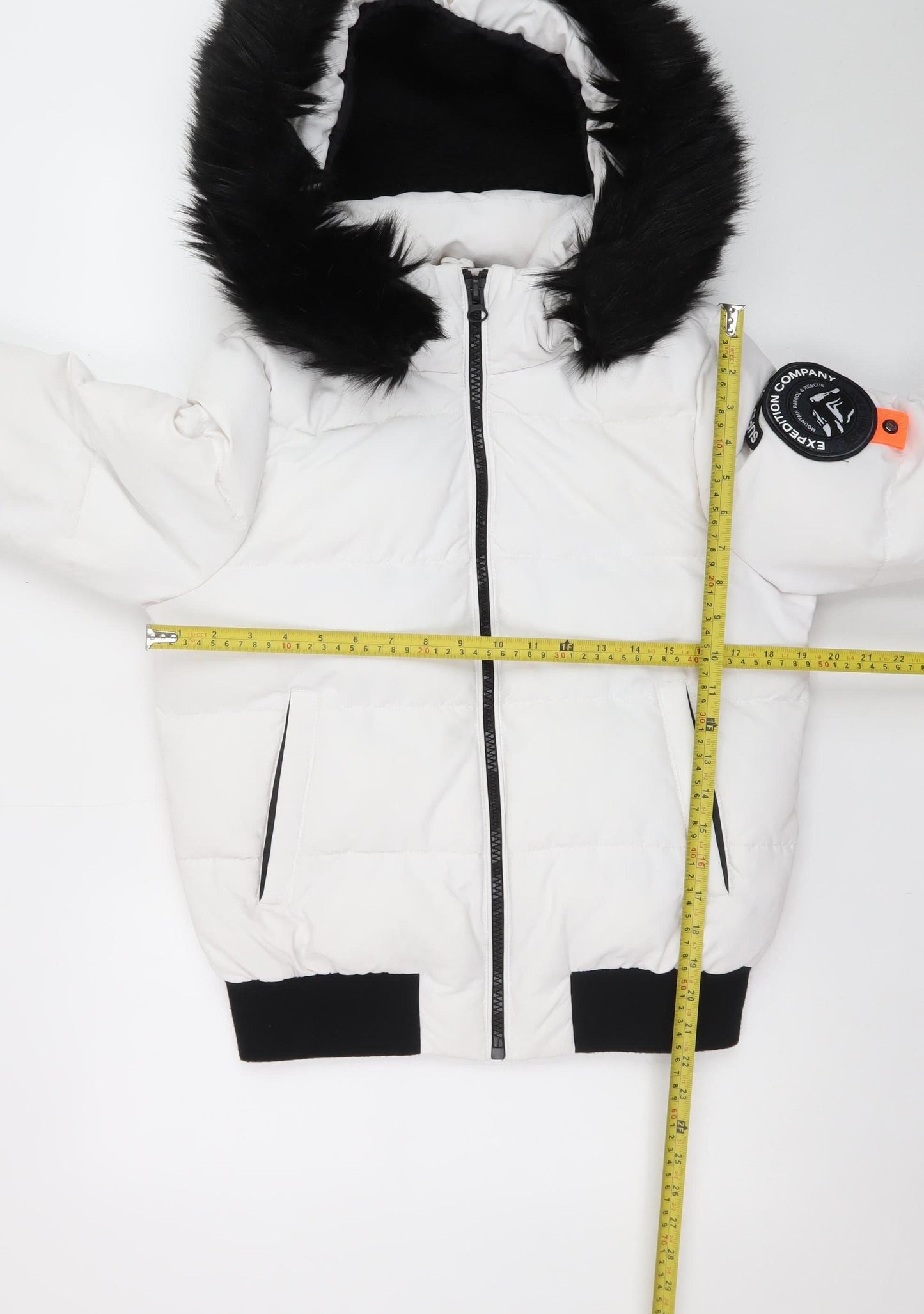 Superdry Women White Puffer Jacket UK 10 Faux Fur Hooded Everest Style
