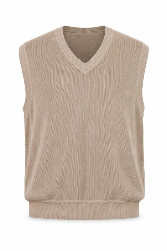 Fairway & Greene Men's Beige Cotton V-Neck Golf Vest L