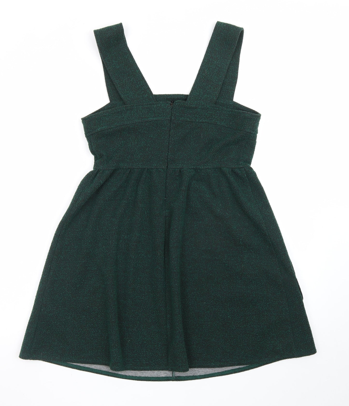 Topshop Women Green Size 12 Pinafore Dress with Pockets