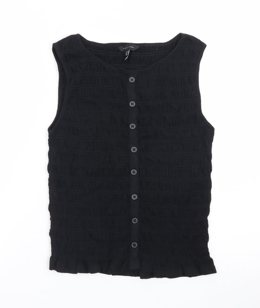 New Look Women's Black Sleeveless Button Blouse UK 12