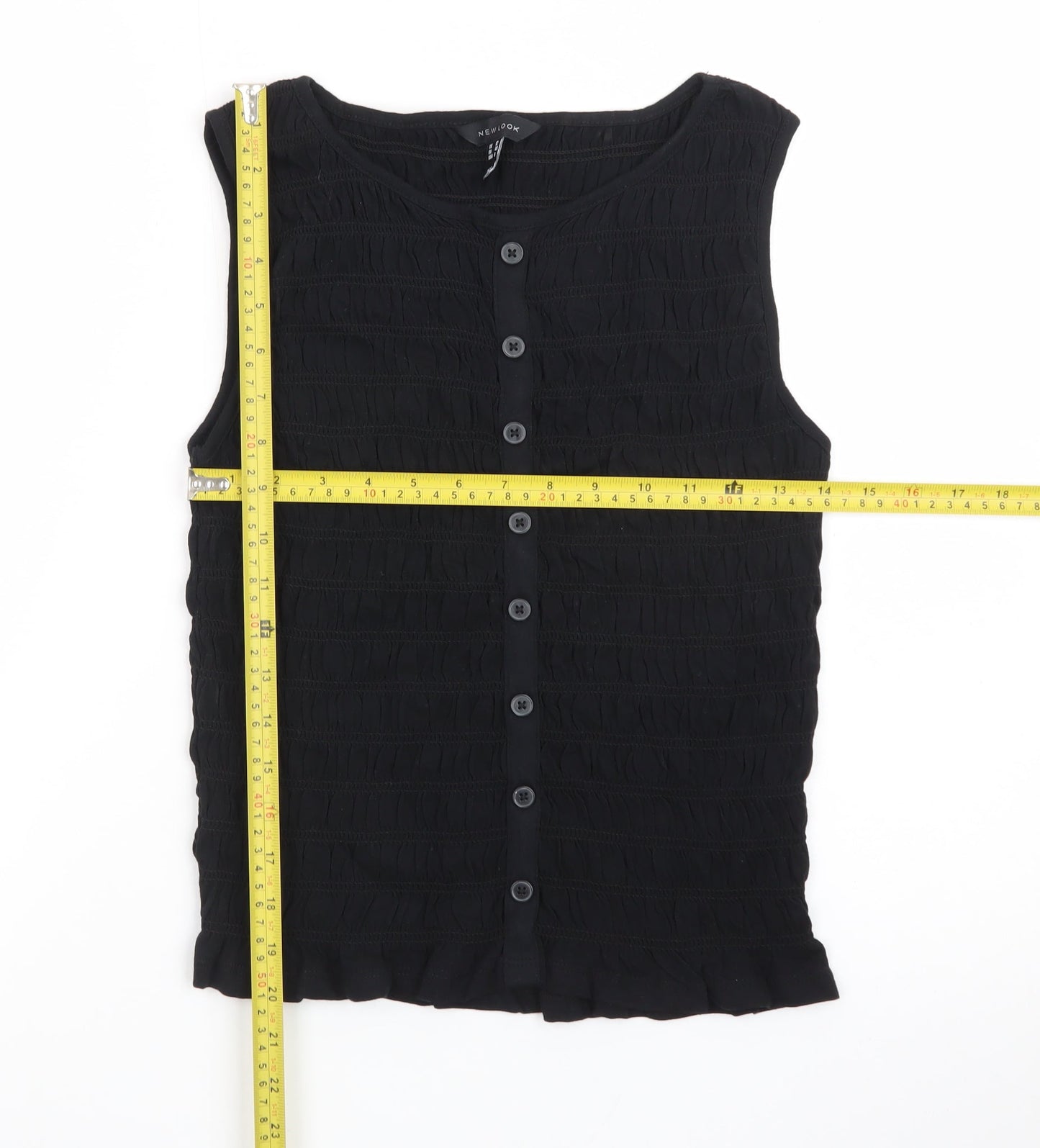 New Look Women's Black Sleeveless Button Blouse UK 12