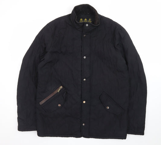 Barbour Men's Black Quilted Jacket Size M Water Resistant Classic Style