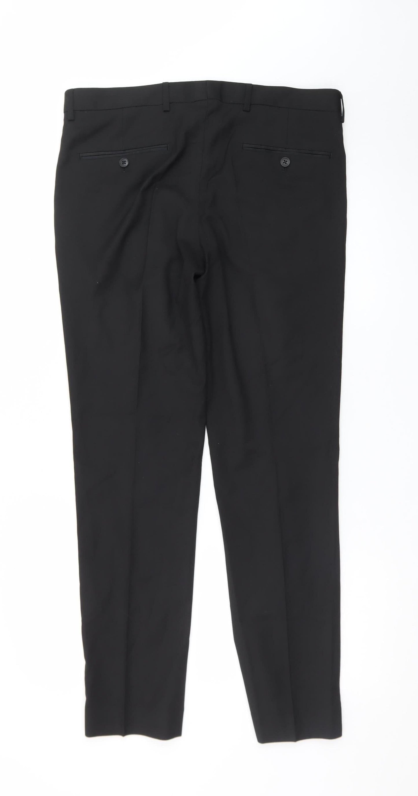 Marks and Spencer Men's Black Slim Fit Dress Trousers 32R Polyester Blend