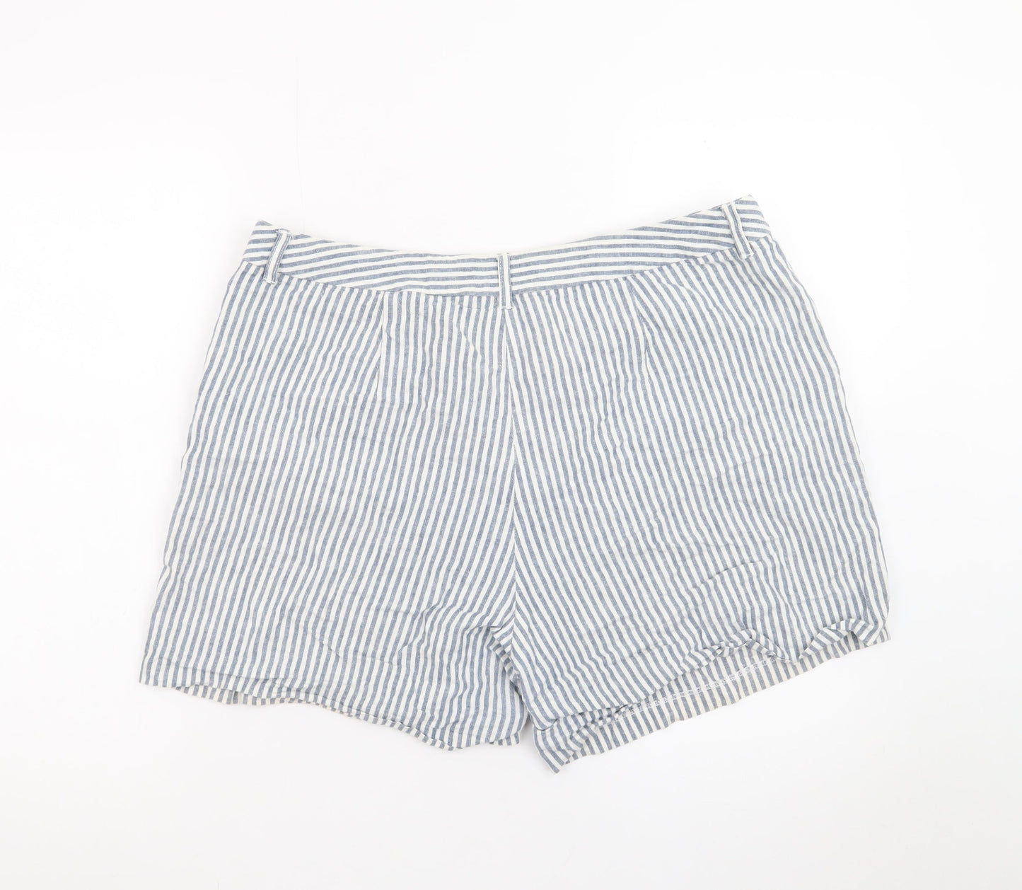 Boden Women Blue Striped Linen Blend Chino Shorts Size 16