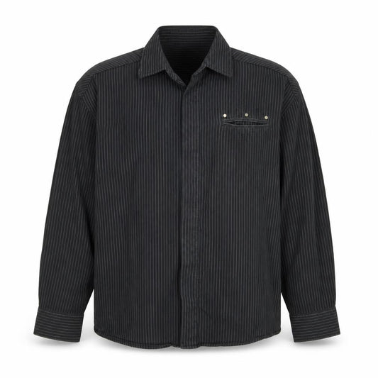 Atlas For Men Black Striped Long Sleeve Button-Up Shirt Size XL