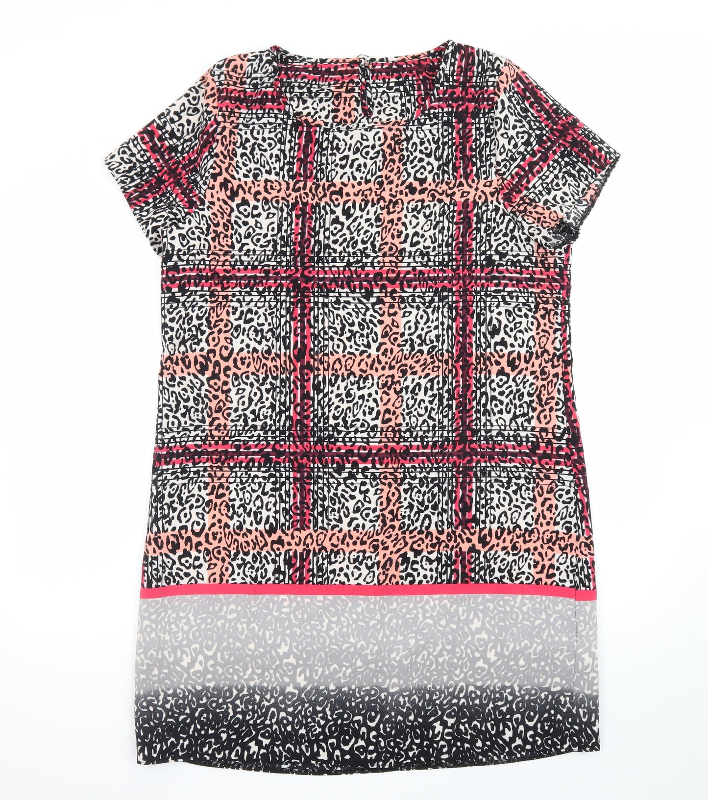 Peacocks Women’s Multicoloured Shift Dress Size 16 Short Sleeve