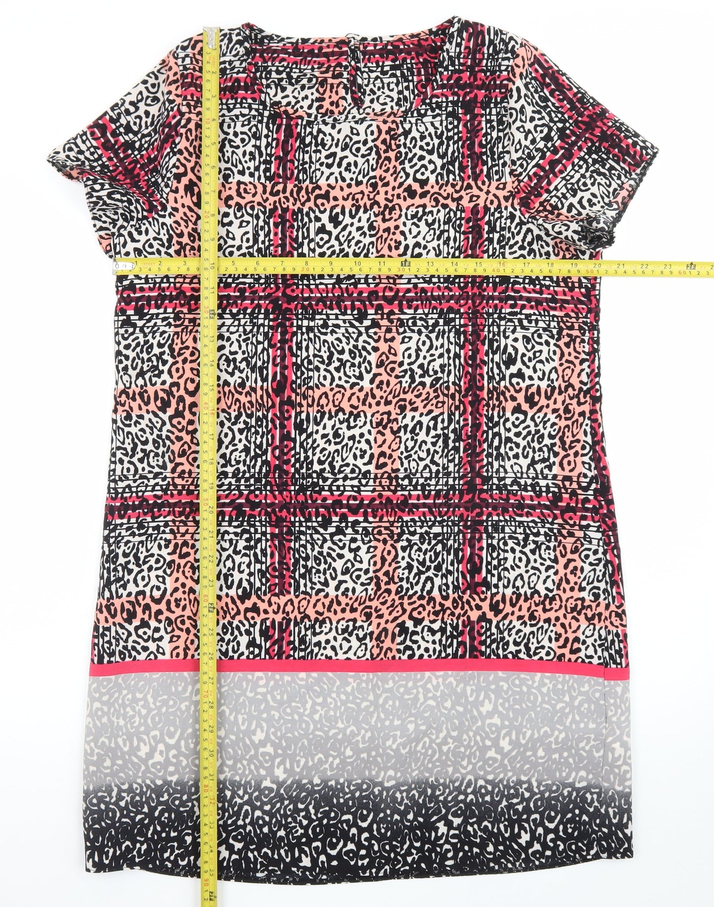 Peacocks Women’s Multicoloured Shift Dress Size 16 Short Sleeve