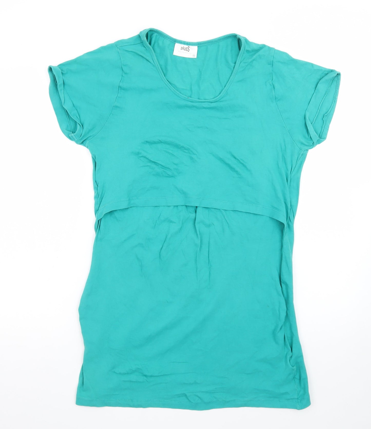 plusS Maternity Green Jersey Short Sleeve T-Shirt Dress Size M