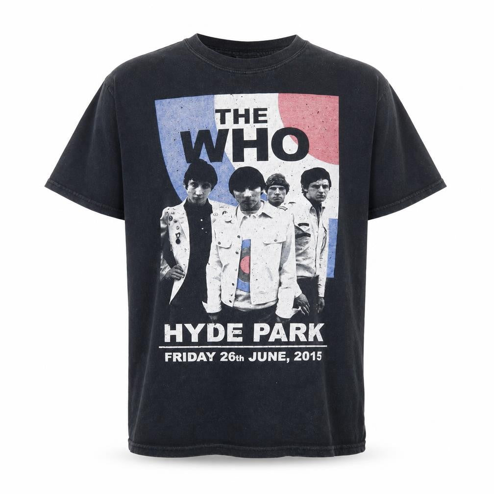 Gildan Men's Black The Who Hyde Park 2015 Band T-Shirt Size M