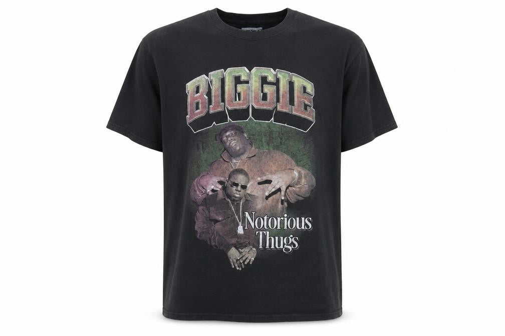 The Notorious B.I.G. Mens Black Graphic T-Shirt Medium Hip Hop Retro