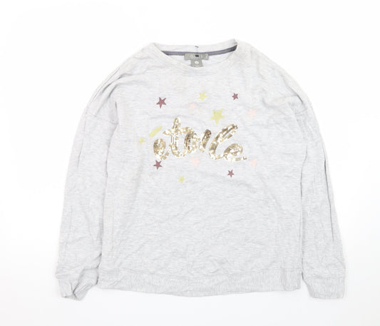 Oasis Women’s Grey Sequin Star Long Sleeve T-Shirt Size S