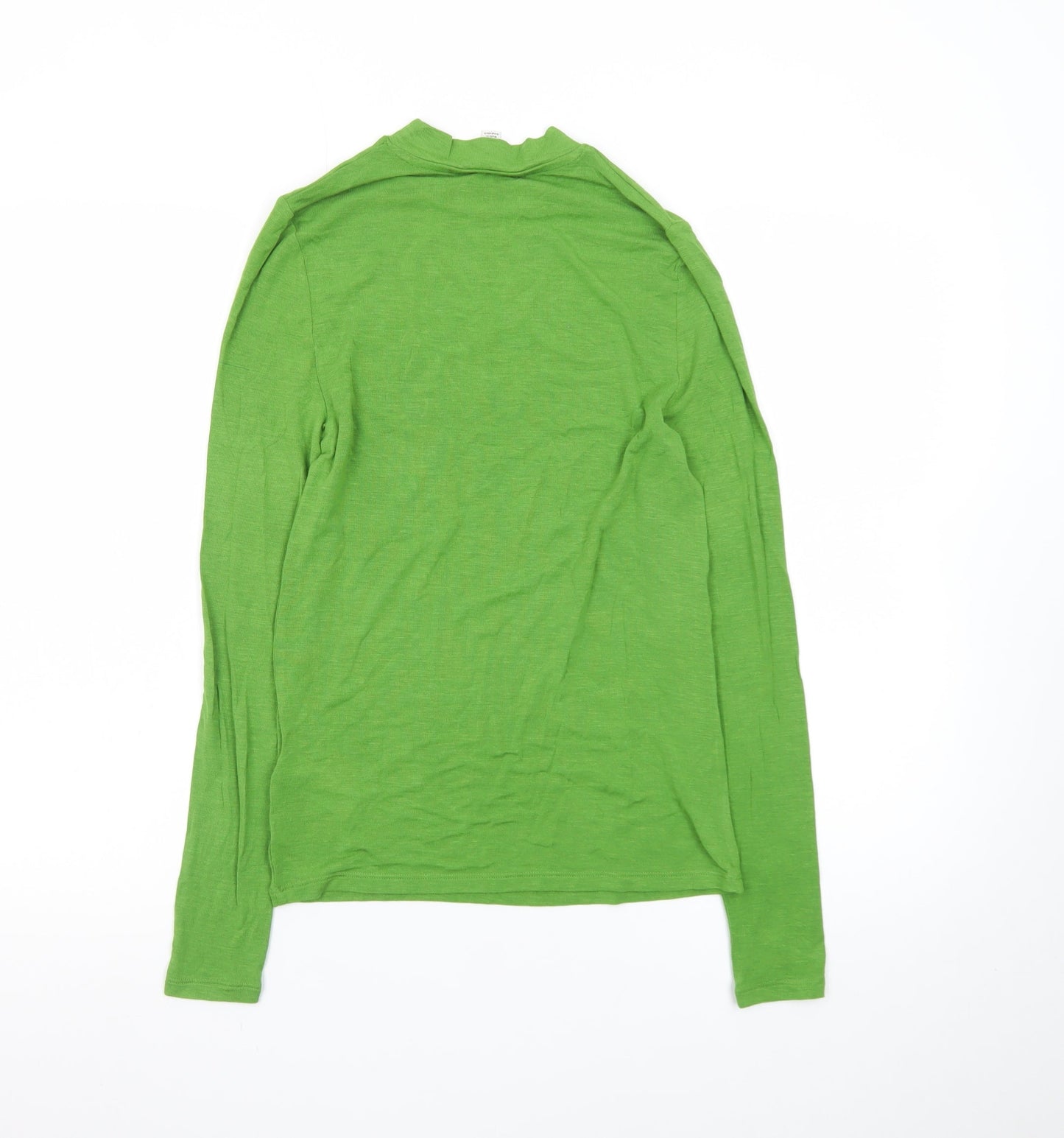 Marks and Spencer Womens Green Long Sleeve Cotton Mock Neck Top Size 10