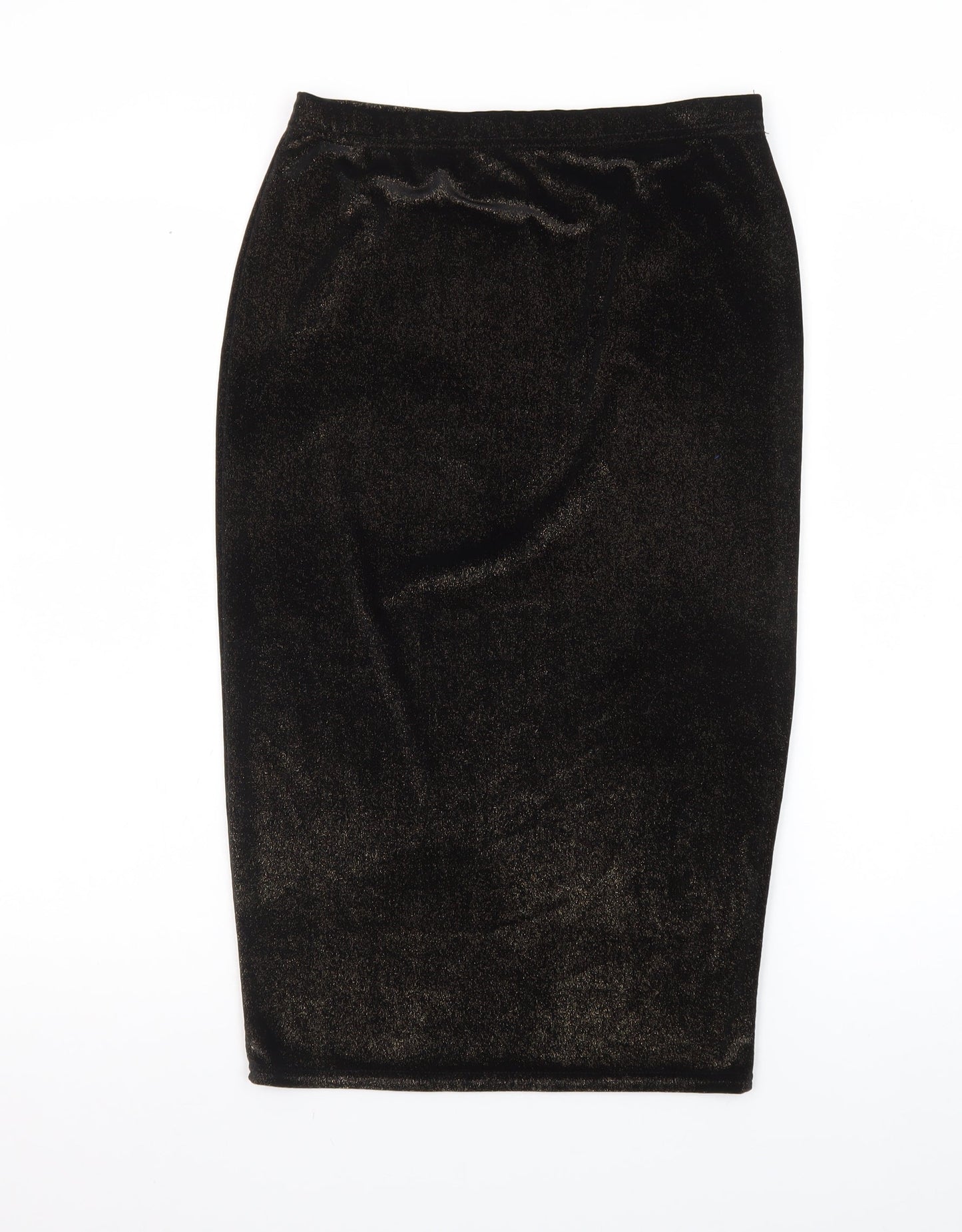 Boohoo Womens Black Size 10 Velvet Midi Pencil Skirt
