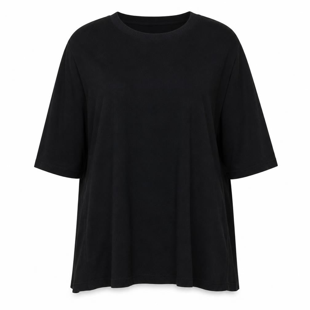 Zara Women’s Black Relaxed 3/4 Sleeve Cotton T-Shirt L