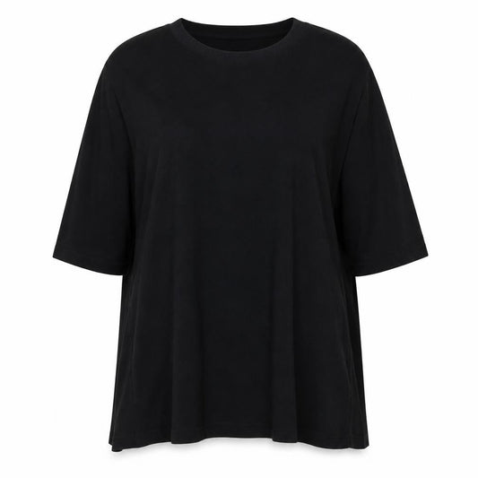 Zara Women’s Black Relaxed 3/4 Sleeve Cotton T-Shirt L
