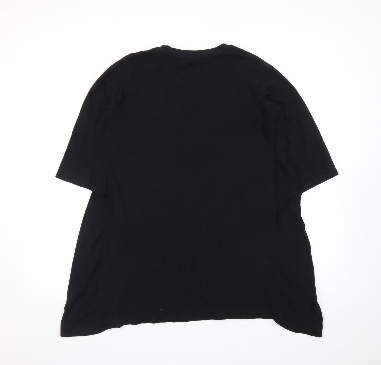 Zara Women’s Black Relaxed 3/4 Sleeve Cotton T-Shirt L