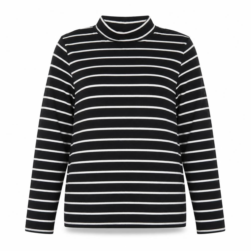 Marks & Spencer Women’s Black Striped Roll Neck Long Sleeve Top Size 16