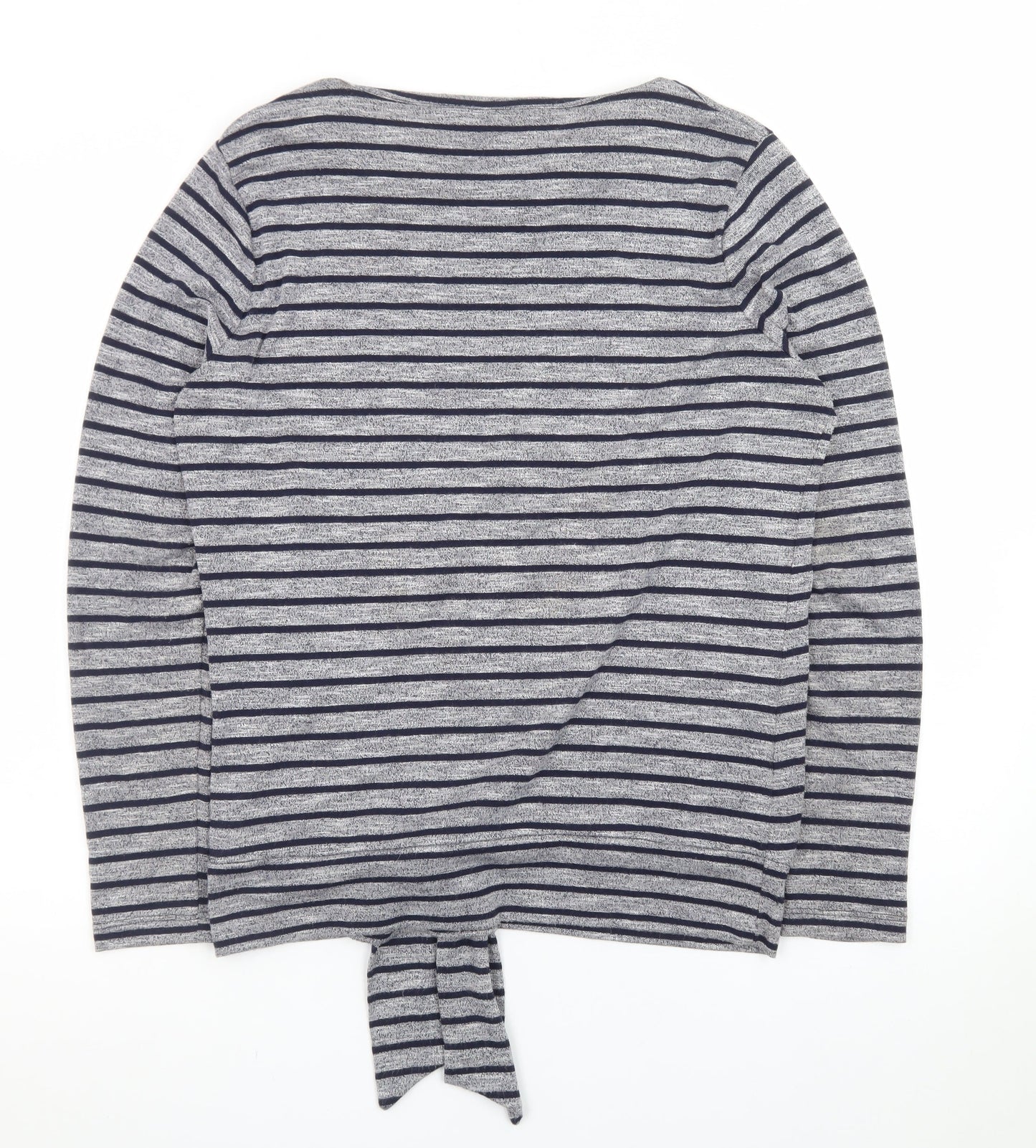 Marks and Spencer Women’s Grey Striped Tie Front Jumper Size 14