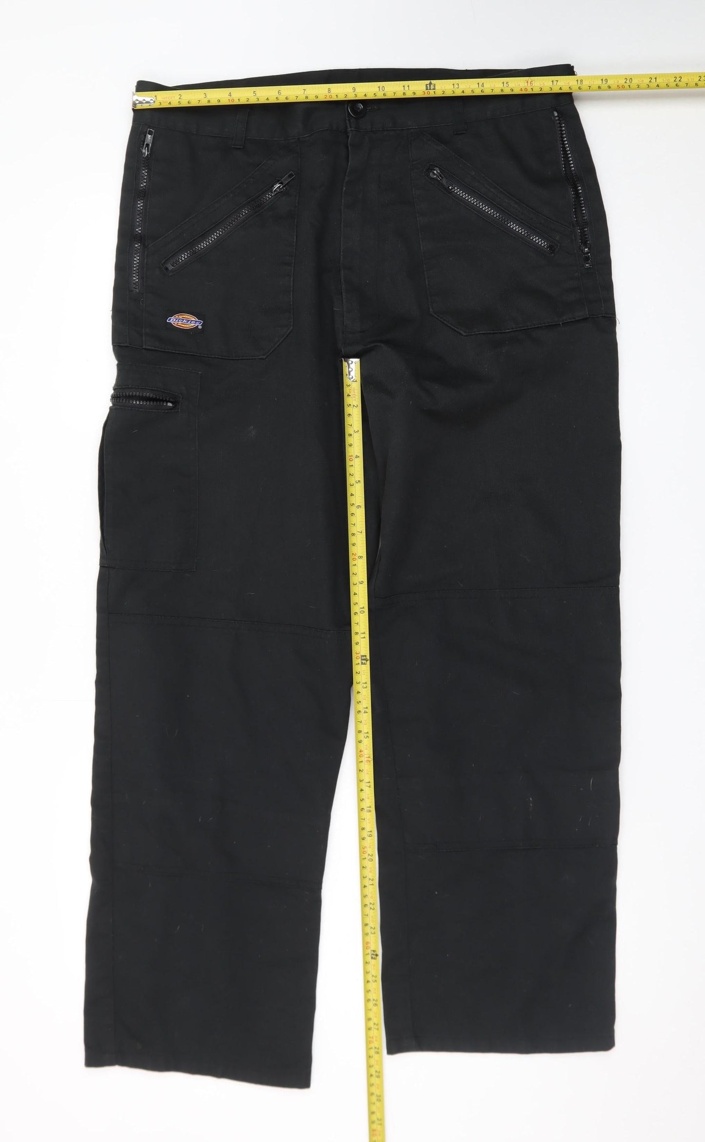 Dickies Men Black Cargo Workwear Trousers 36W Regular Fit Polyester Cotton