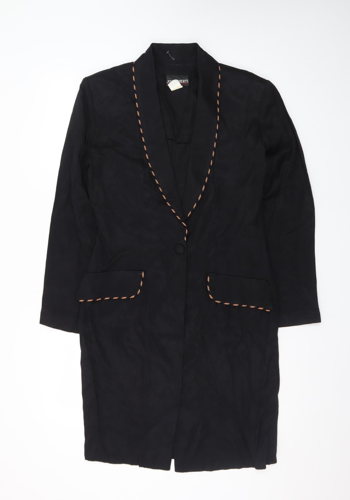 John Roberts Womens Black Long Blazer Coat Size 10 Classic