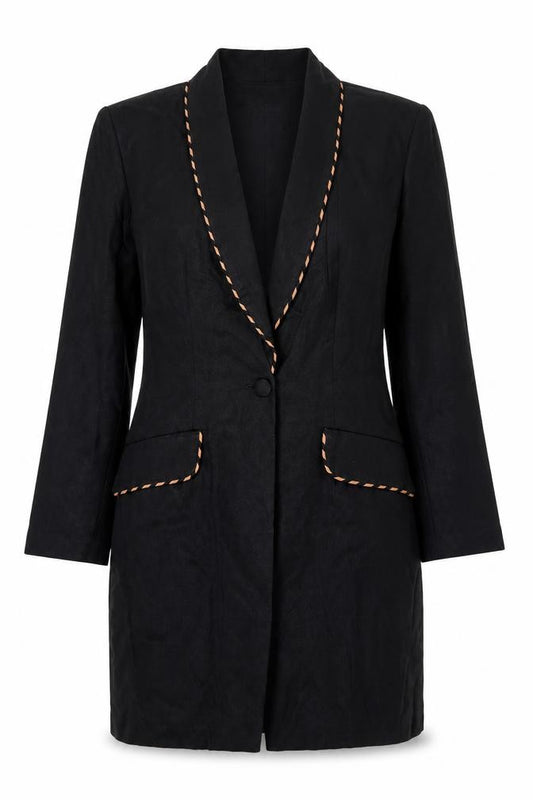 John Roberts Womens Black Long Blazer Coat Size 10 Classic