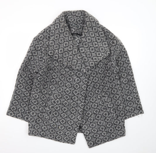 Bonmarché Women’s Grey Geometric Mid-Length Coatigan Size 14