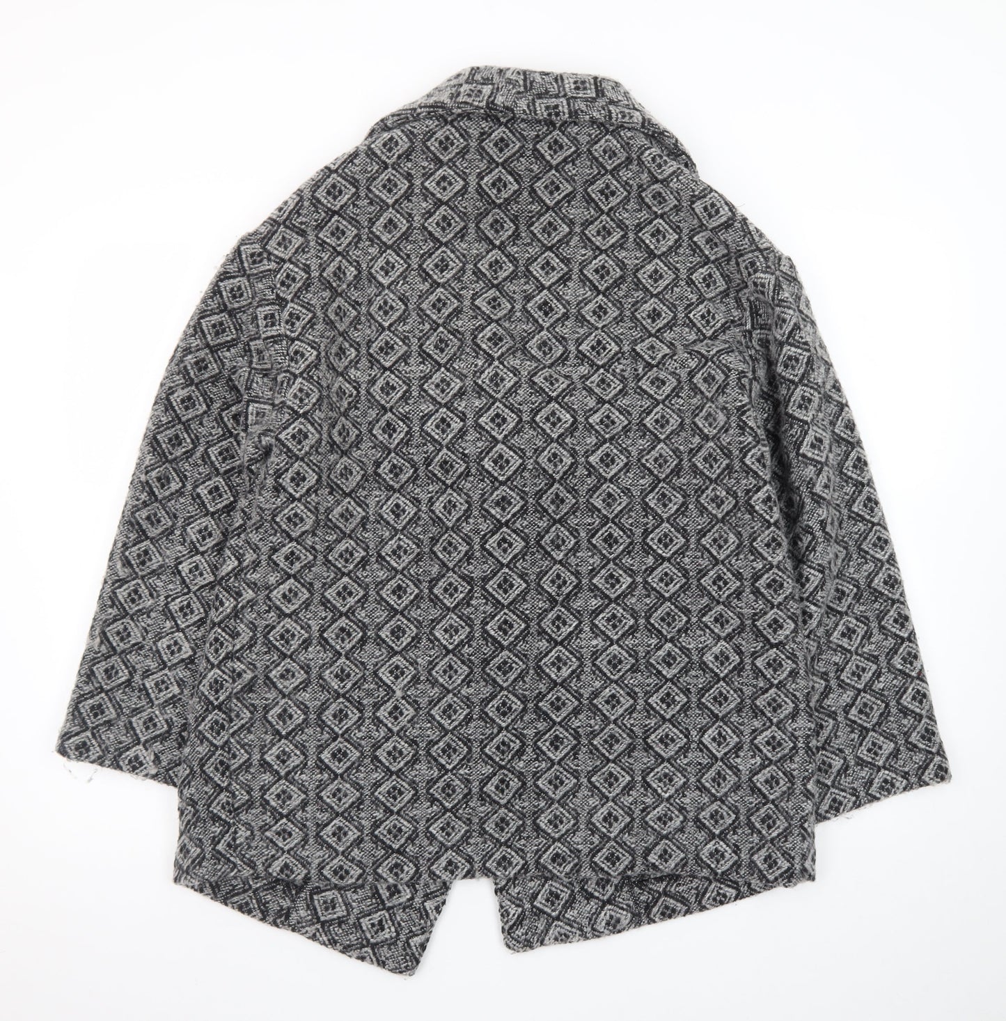 Bonmarché Women’s Grey Geometric Mid-Length Coatigan Size 14