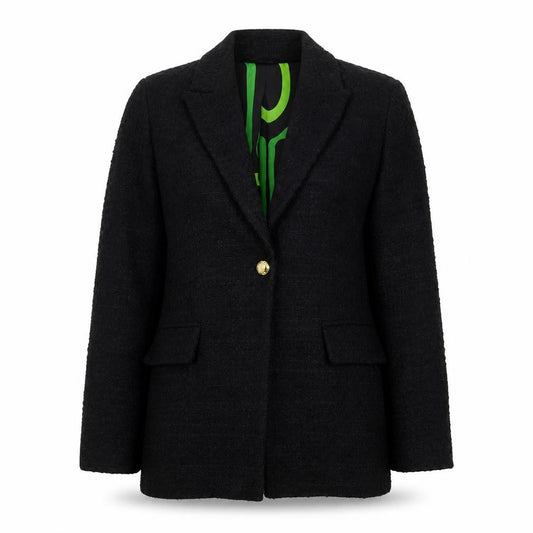 Zara Women's Black Wool Blend Tweed Blazer Jacket Size S