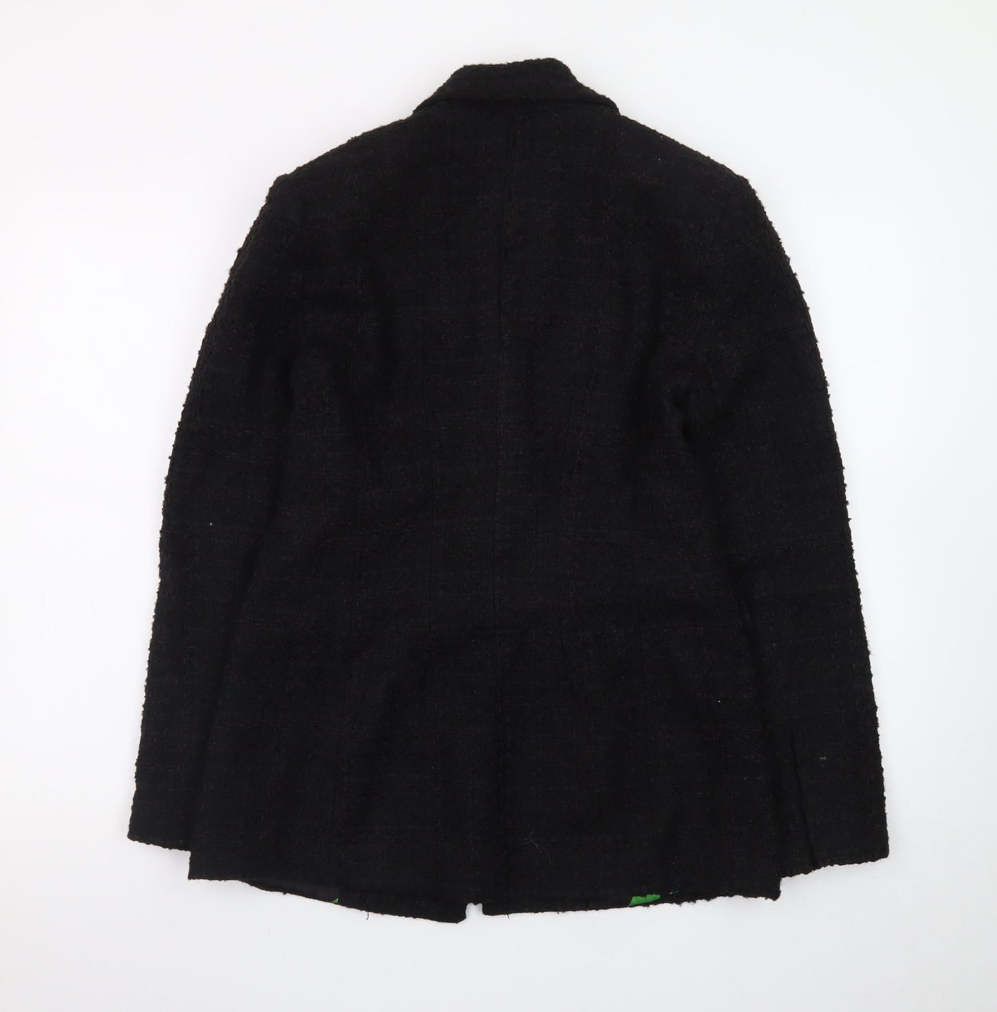 Zara Women's Black Wool Blend Tweed Blazer Jacket Size S