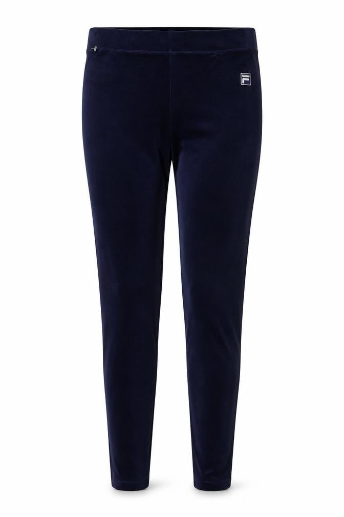 Fila Women's Blue Velour Leggings XL Sports Comfort Fit